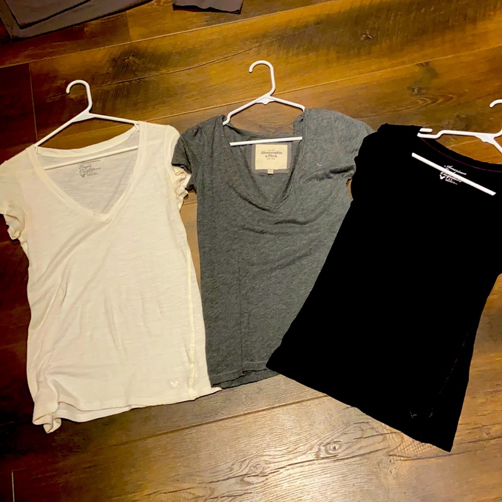 Solid V Neck T Bundle Am Eagle S Abercrombie XS